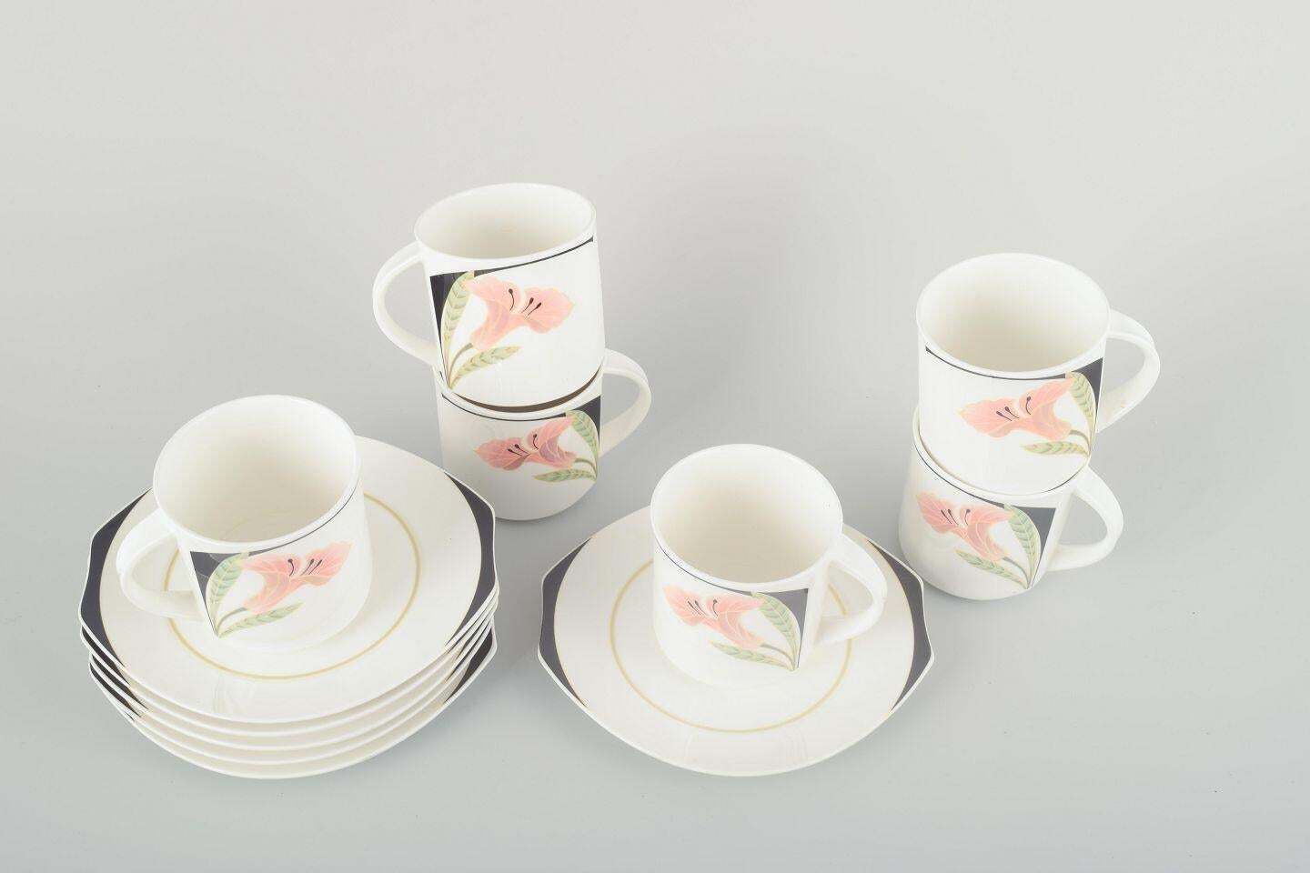 Villeroy & Boch. Six Porcelain "Iris" Cups With Saucers. 1980s photo furniture