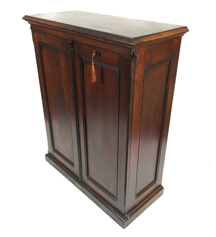 Antique Wooden Amberg's Patent Filing Cabinet Letter File Storage Chest With Key photo furniture
