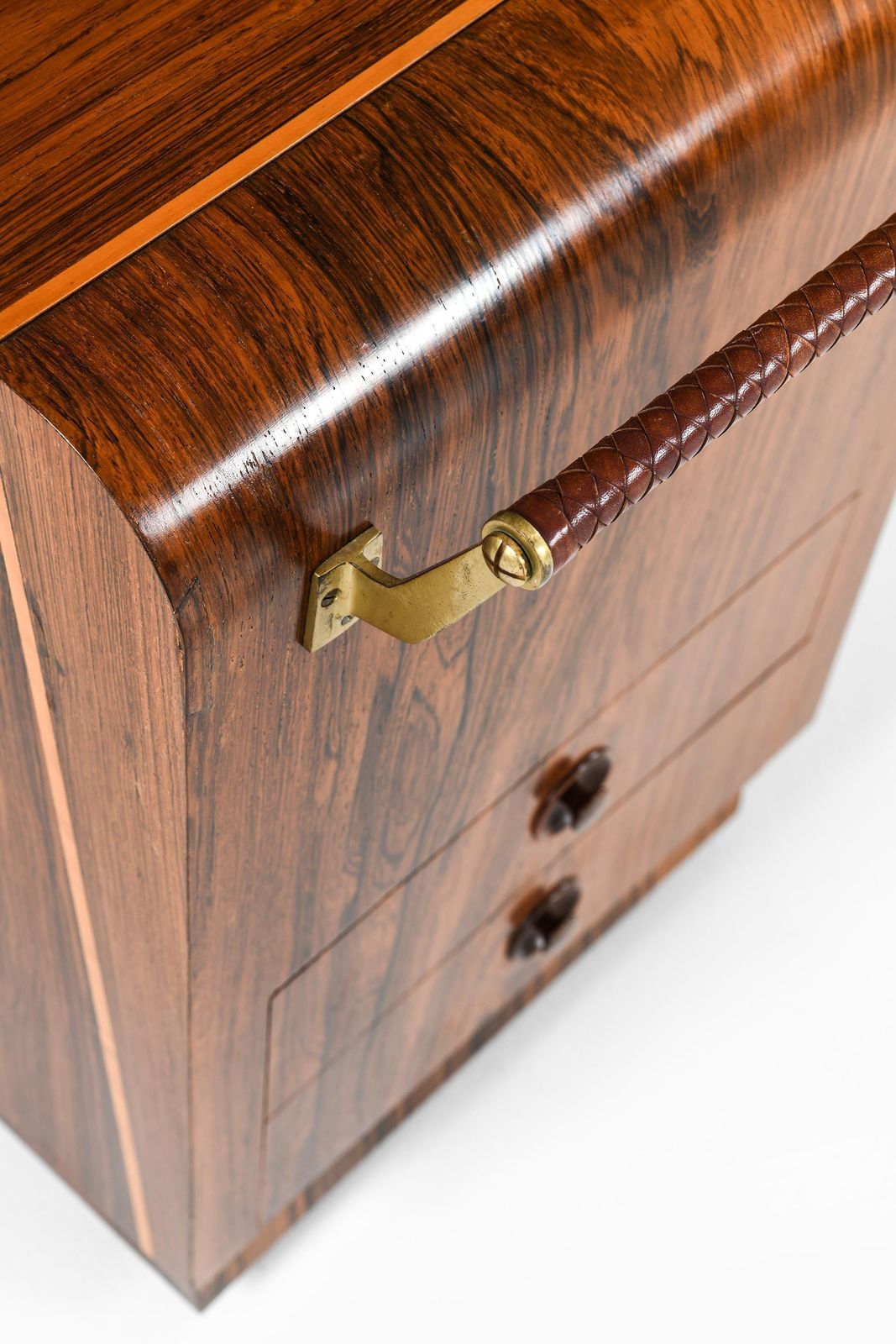 photo vinterior Rare Bar Trolley In Brass And Rosewood By Erik Matsson, 1930s