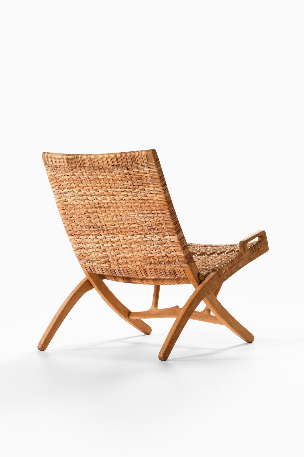 Folding Easy Chair In Cane And Oak By Hans Wegner, 1949 photo vinterior