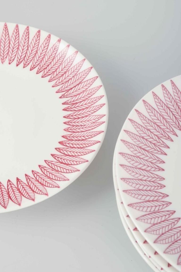 Stig Lindberg voor Gustavsberg. Set van zes faience gebaksbordjes. Patroon 'Salix'. photo for sale