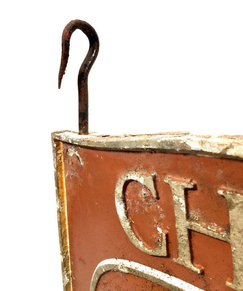 Antique Advertising   Hanging Double Sided Metal Brewery Pub Sign 20th Century photo vinterior