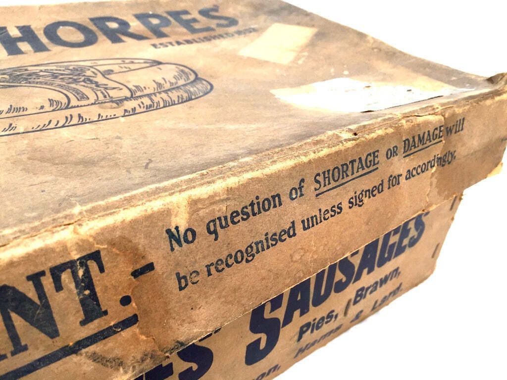 Antique Advertising Palethorpes Royal Cambridge Sausage Box Shop Display Crate photo Home Decor