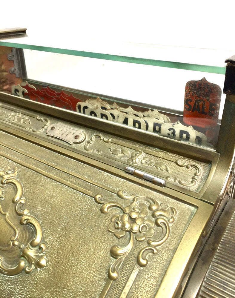Antique Advertising   Brass Shop Used Cash Register Till / Working Order C.1900 photo 999.0