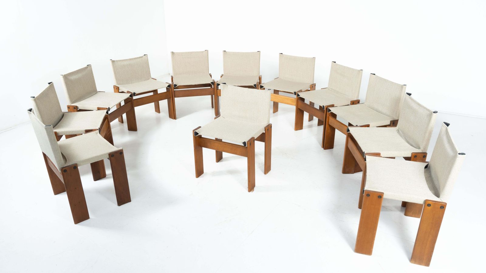 photo for sale Set Of 12 Monk Dining Chairs By Afra & Tobia Scarpa For Molteni, 1970s