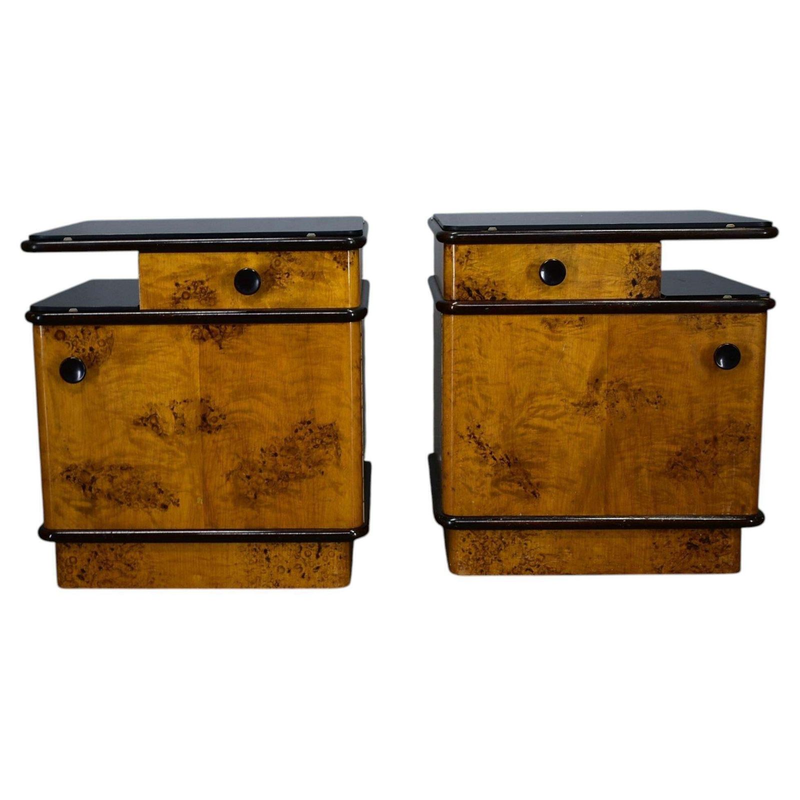 1940s Set Of Bedside Tables By Jindrich Halabala, Czechoslovakia