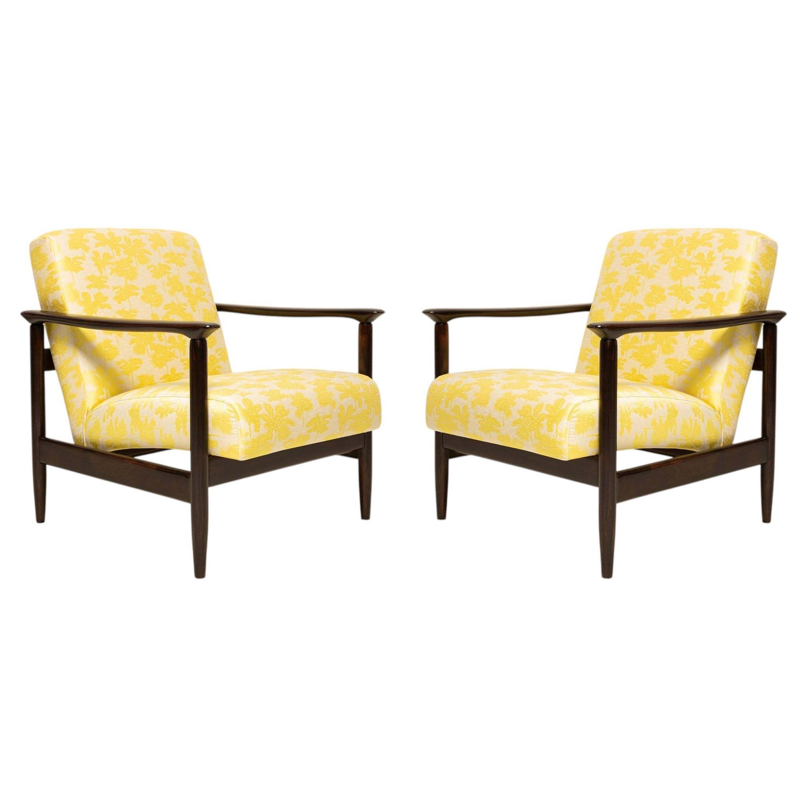 Twee Mid Century Gfm 142 Fauteuils, Be Bop A Lula Jacquard, E. Homa, Europa, 1960