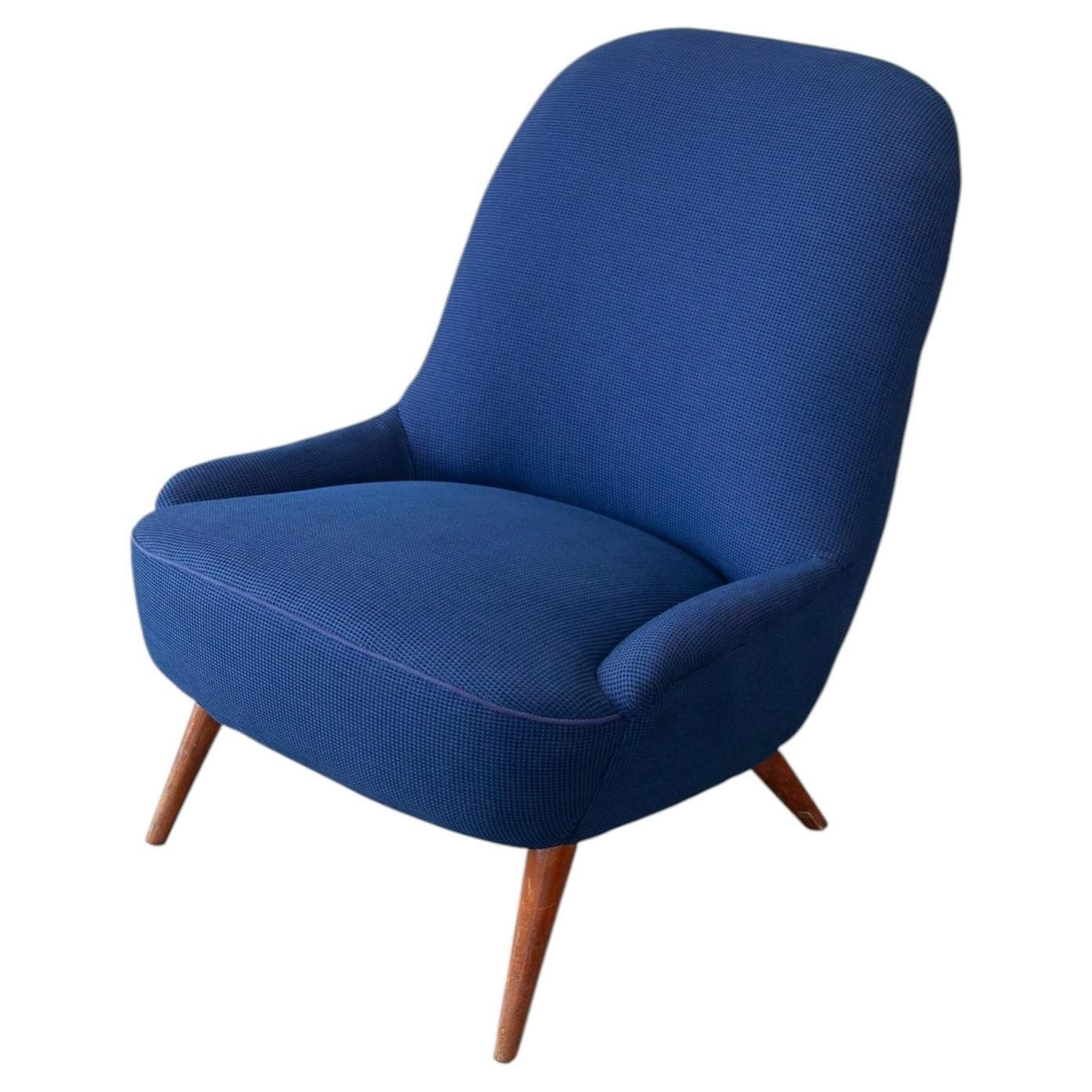 Midcentury Modern Cobalt Blue Lounge Chair By Fredericia, Denmark, 1950s