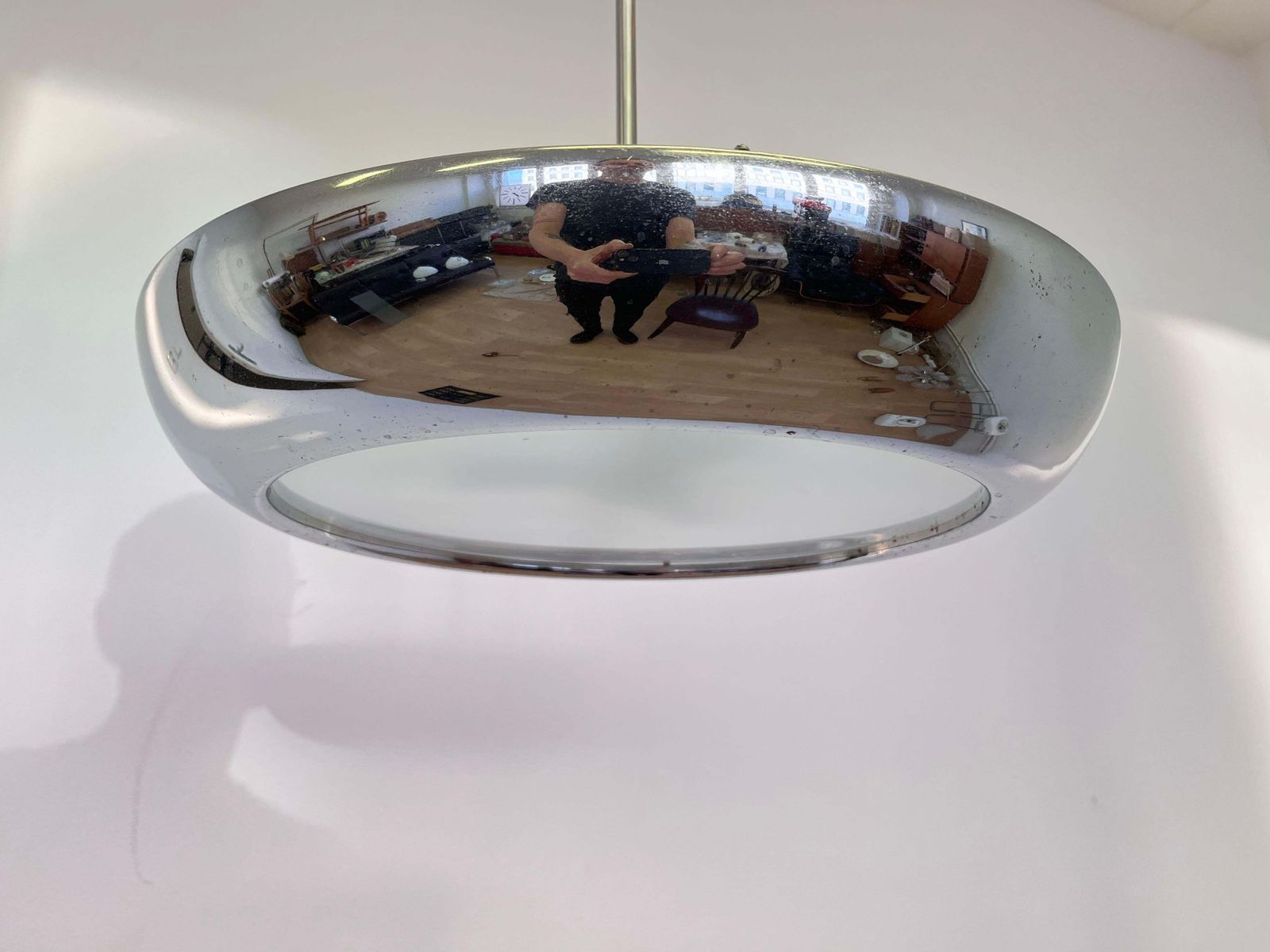 Bauhaus Chrome Ufo Hanglamp Van Josef Hurka Voor Napako, jaren 1940 photo vintage