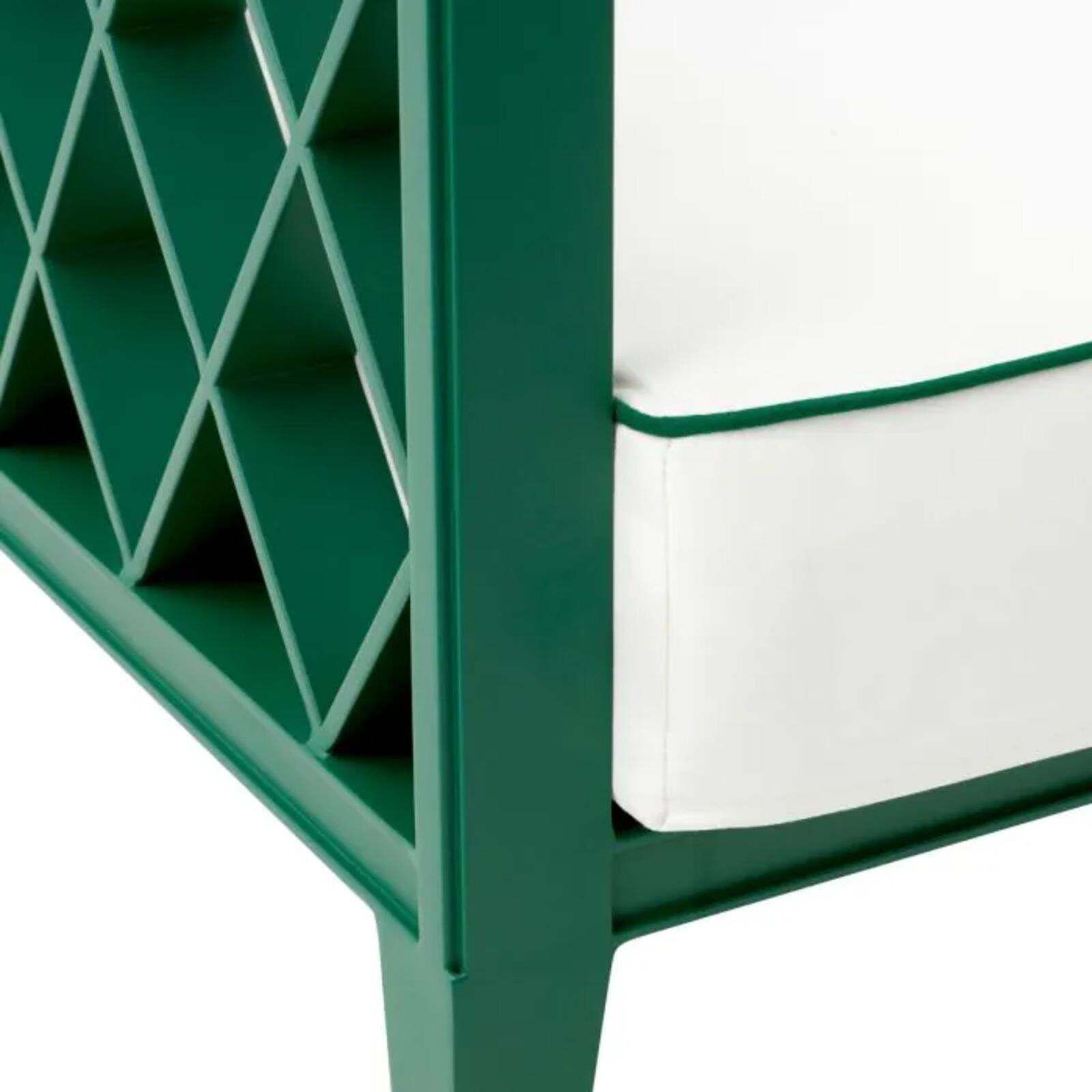 Pair Of Contemporary Outdoor Armchair Green Aluminum With Acrylic Cushions photo vinterior