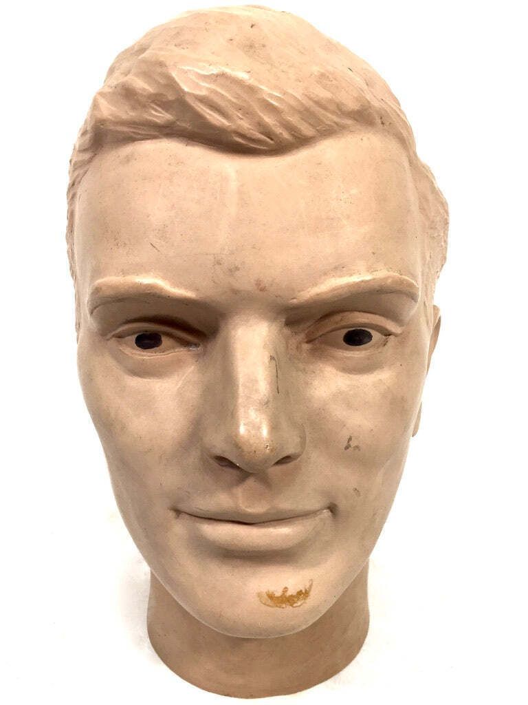 Vintage Tabletop Shop Display Male Mannequin Head / Bust Sculpture 20th Century photo furniture