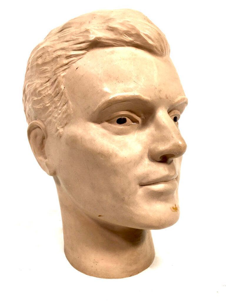Vintage Tabletop Shop Display Male Mannequin Head / Bust Sculpture 20th Century photo for sale