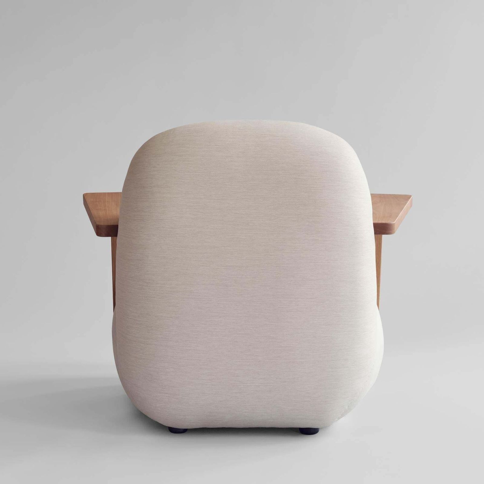 Lounge Chair With Teak Armrests In Warm Ash Outdoor Fabric photo vinterior