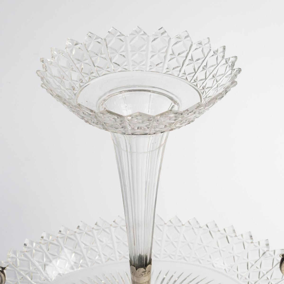 19th Century Silver Plated Bronze And Crystal Centerpiece, Napoleon III Period. photo 3605.0