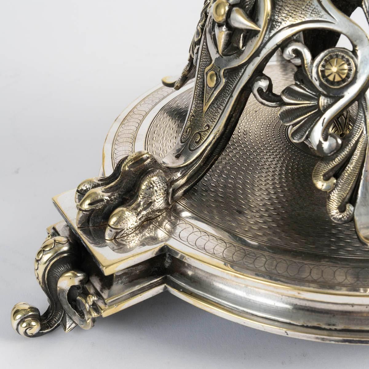 photo furniture 19th Century Silver Plated Bronze And Crystal Centerpiece, Napoleon III Period.