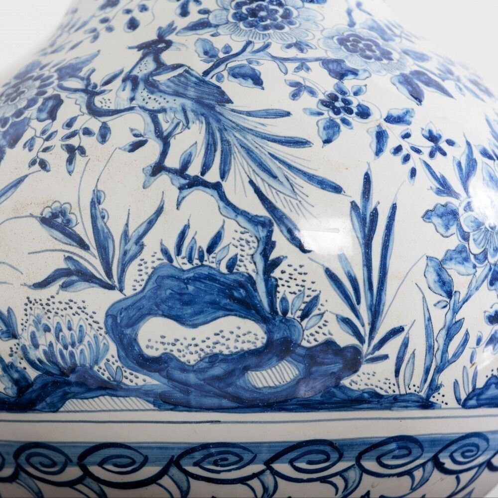 Huge Late 19th Century Delft Desvres Garlic Vase Lamp photo 1200.0