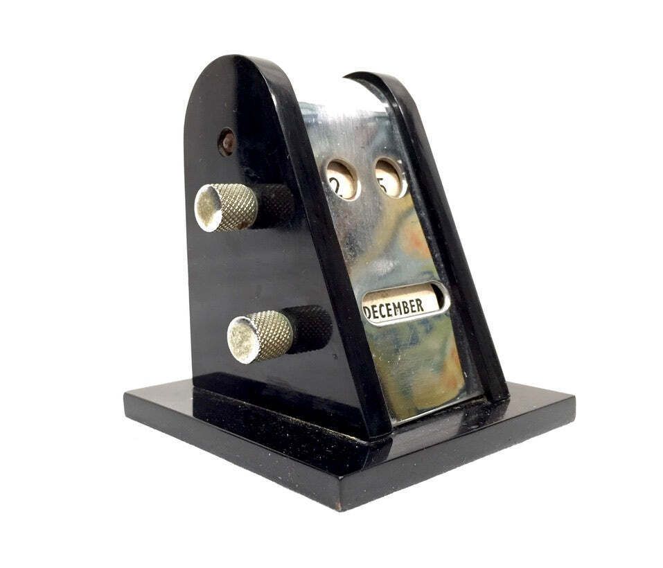 Antique Art Deco Office Desktop Perpetual Calendar C.1930 Working Black Bakelite photo Home Decor