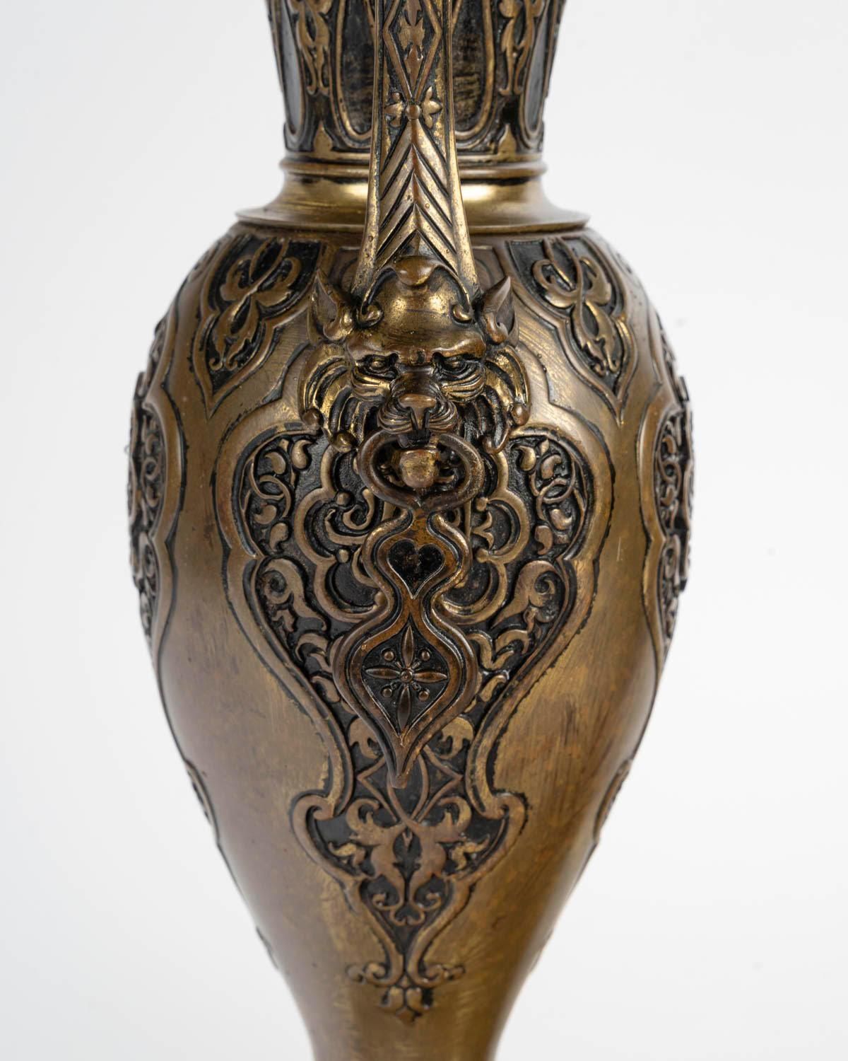 Pair Of 19th Century Napoleon III Era Bronze Vases In The Orientalist Style. photo buy