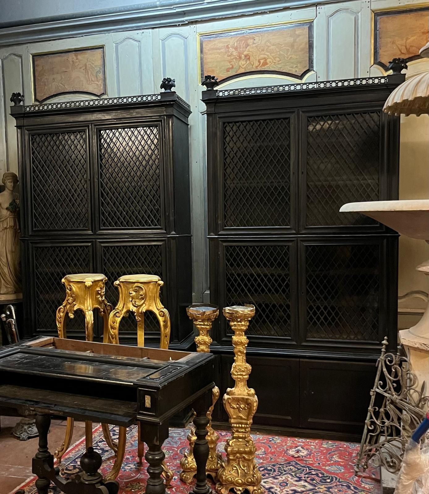 Pair Of Black Lacquered Cabinet Sideboards, Italy photo vinterior