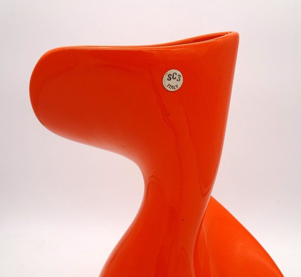Space Age Orange Swirl Sc3 Ceramic Vase, Italy, 1970s photo furniture