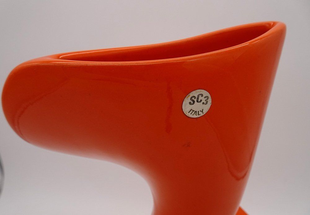 Space Age Orange Swirl Sc3 Ceramic Vase, Italy, 1970s photo for sale