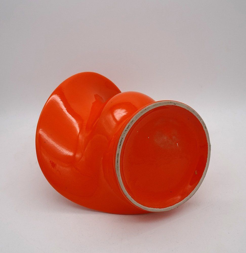 Space Age Orange Swirl Sc3 Ceramic Vase, Italy, 1970s photo vintage
