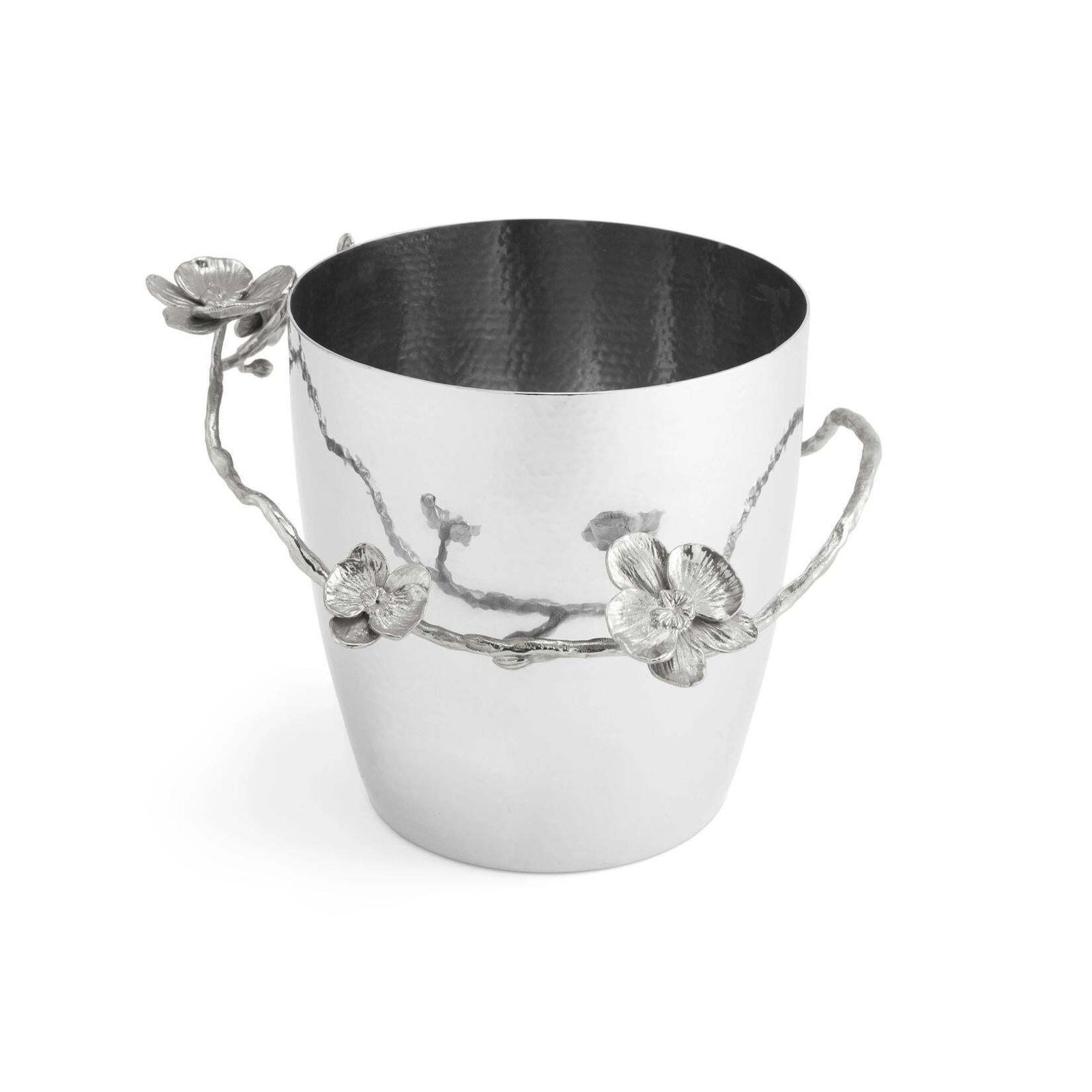 Pair Of Contemporary Silver Tone Metal Orchid Champagne Bucket photo furniture