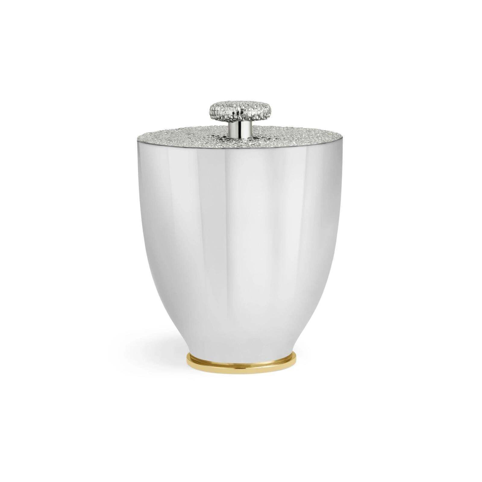 Pair Of Contemporary Silver Metal Shagreen Style Ice Bucket With Lid photo Home Decor