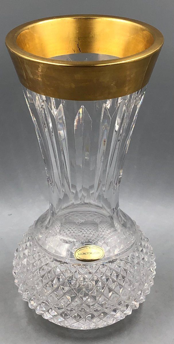 Ornamental Vase In High Lead Crystal With Gilt Etching From Glashütte Klokotschnik, Germany, 1960s photo furniture