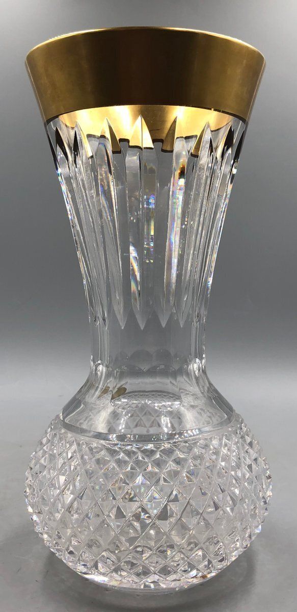 Ornamental Vase In High Lead Crystal With Gilt Etching From Glashütte Klokotschnik, Germany, 1960s photo for sale