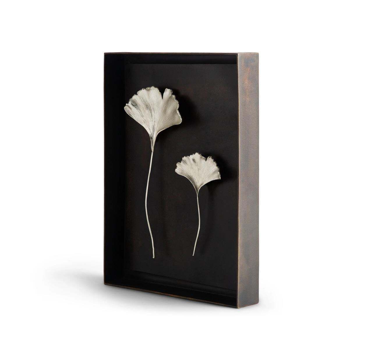 Pair Of Handmade Silver Ginkgo Leaf Shadow Boxes photo Home Decor