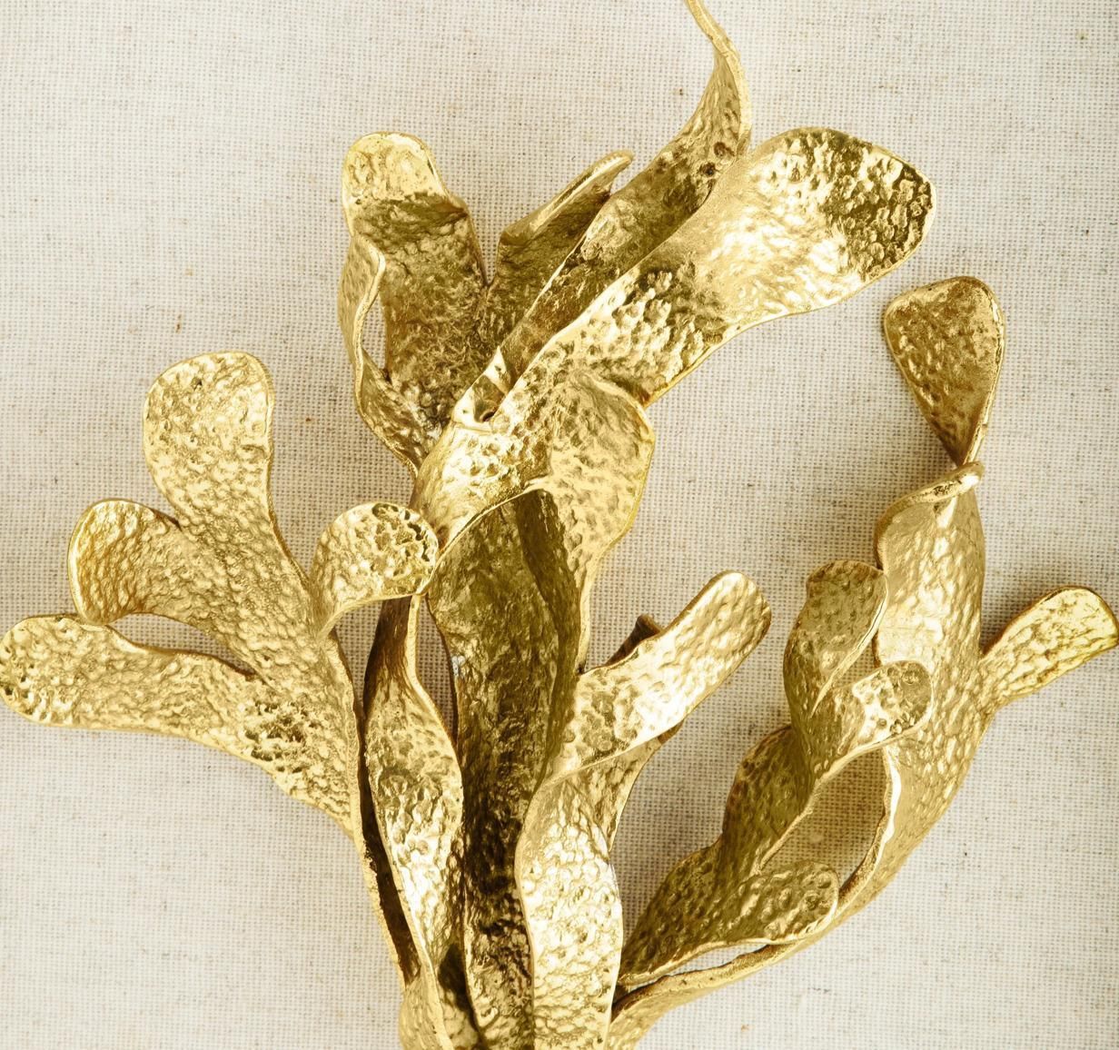 Pair Of Kelp Fabric Shadow Boxes In Brass, Nickel And Fabric photo 1528.0
