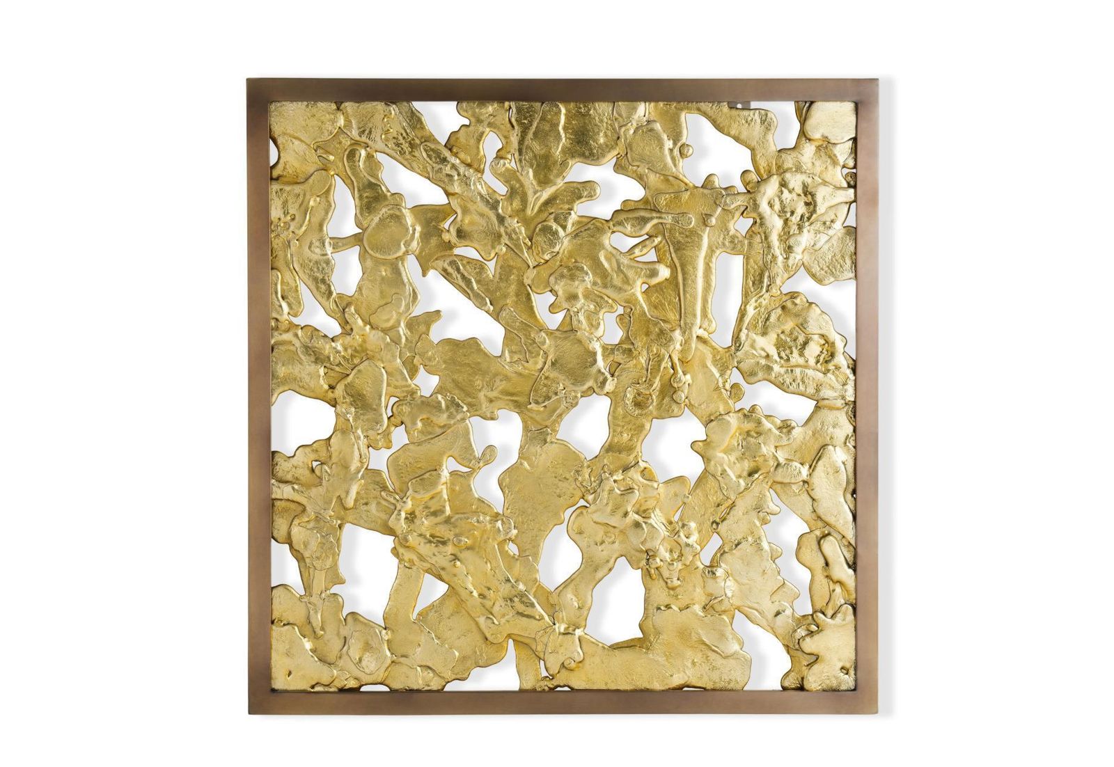 Modern Goldtone Metal Wall Sculpture photo furniture