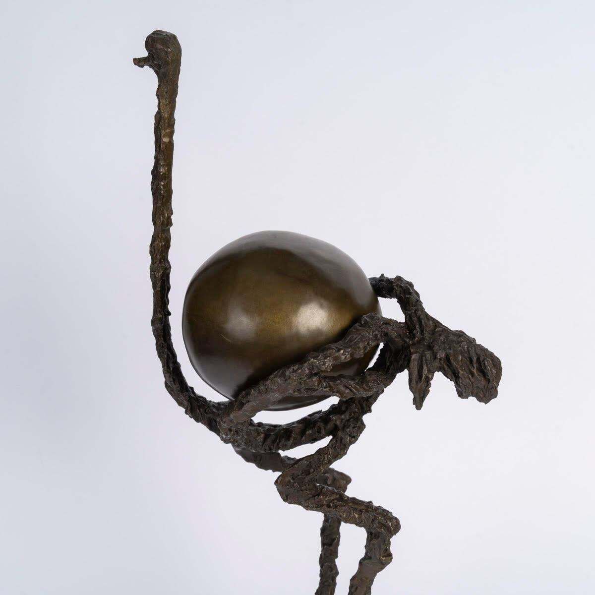 Contemporary Sculpture In Patinated Bronze With A Marble Base, 21st Century. photo furniture