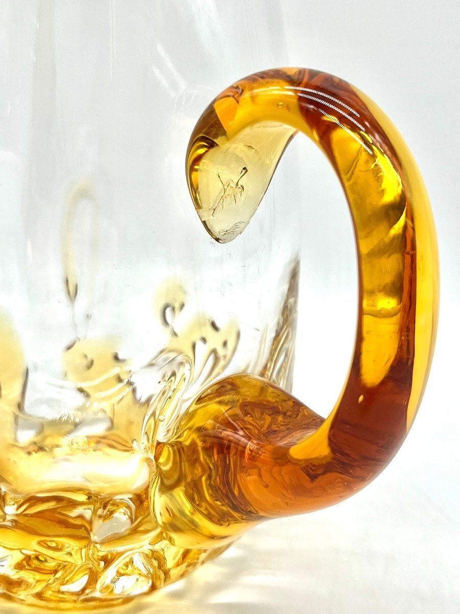 Home Decor Vintage Mouth Blown Amber Glass Beer Mug, Scandinavia, 1960s photo