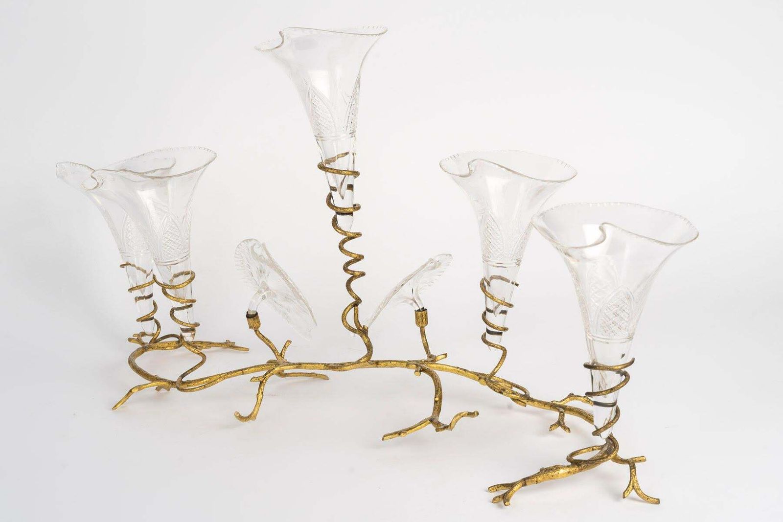Brass And Crystal Centerpiece, 19th Century, Napoleon III Period. photo furniture