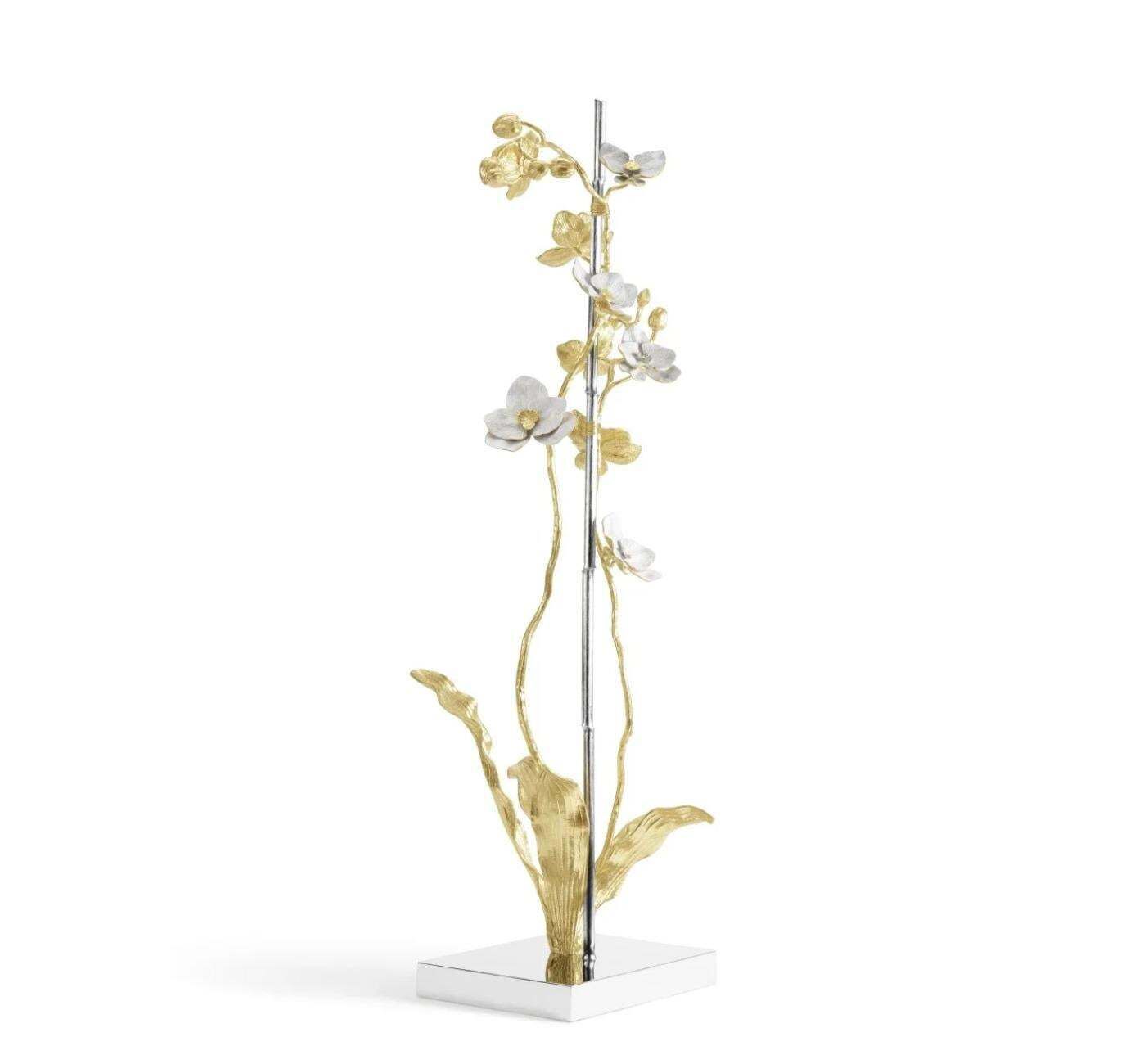 Large Orchid Sculpture In Brass, White Enamel And Stainless Steel photo Art