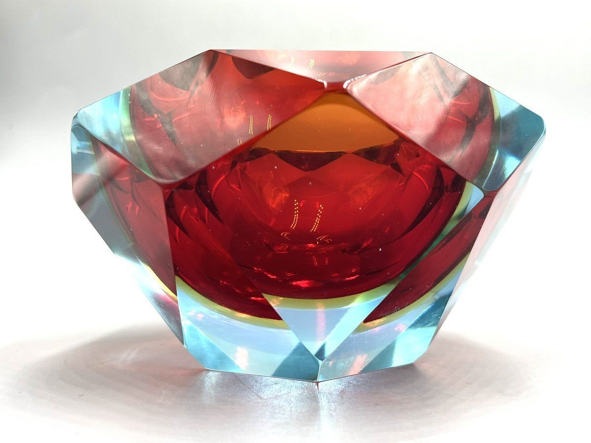 Murano Glass Sommerso Diamond Shaped Ashtray, 1960s photo buy