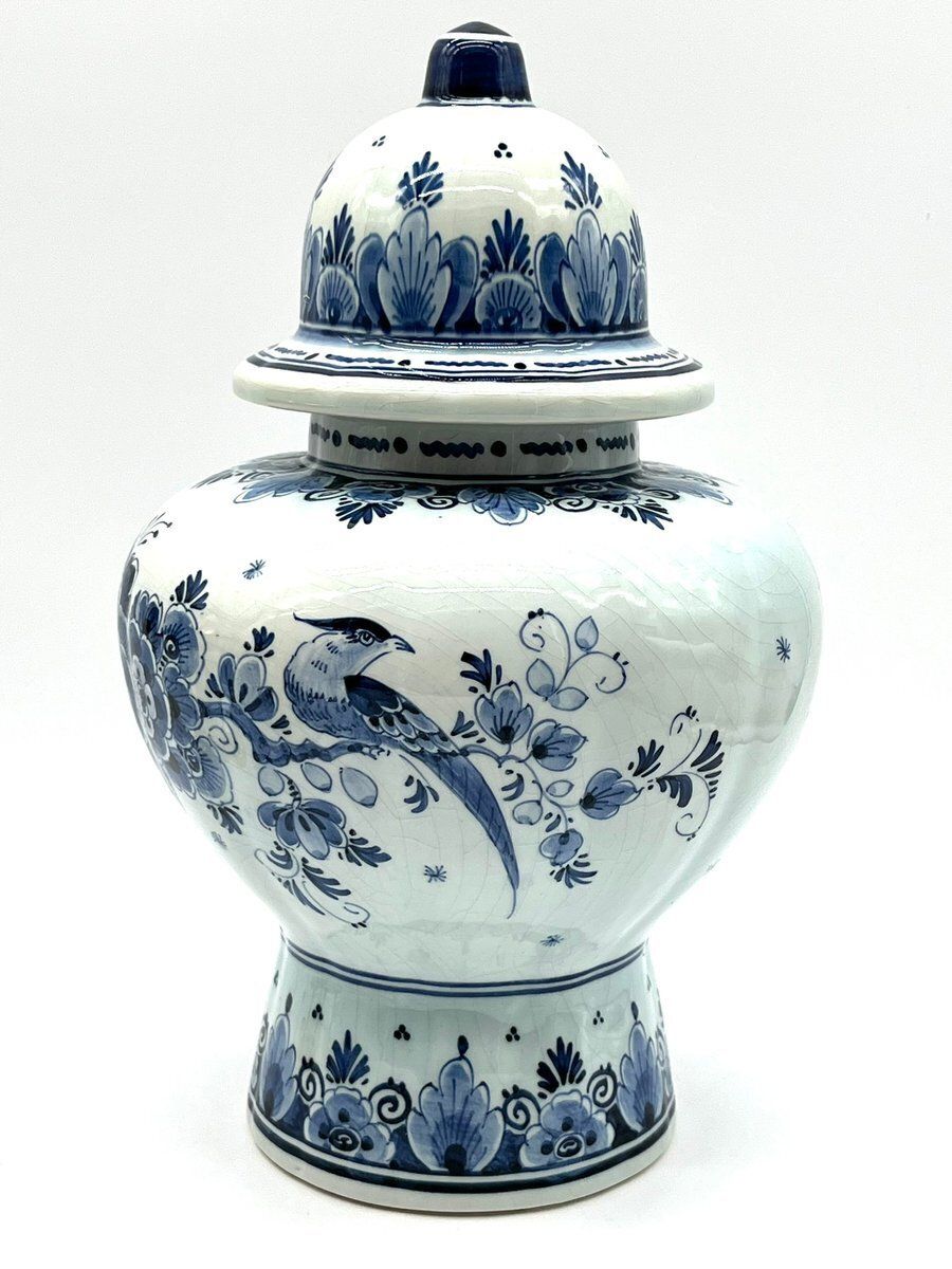 Blue Delft Baluster Vase With Lid