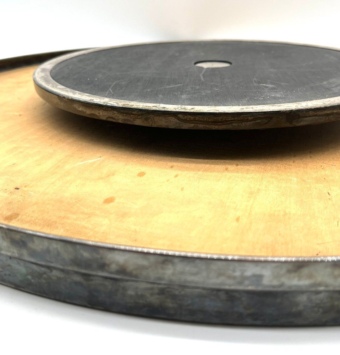 Asian Round Inlaid Turntable With Rural Scenes, 1960s photo vinterior