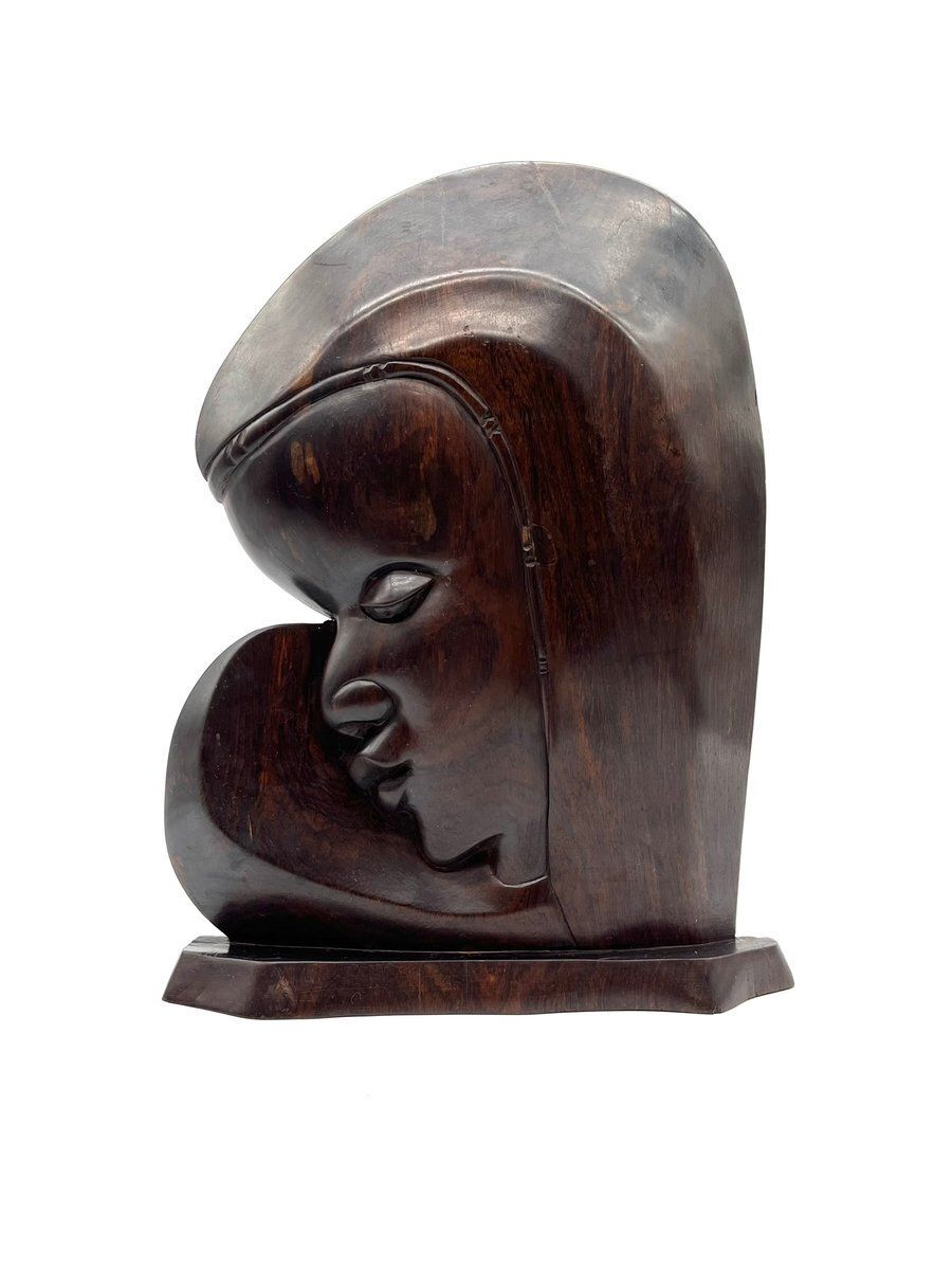 African Maasai Sculpture In Makassar Ebony, 1970s
