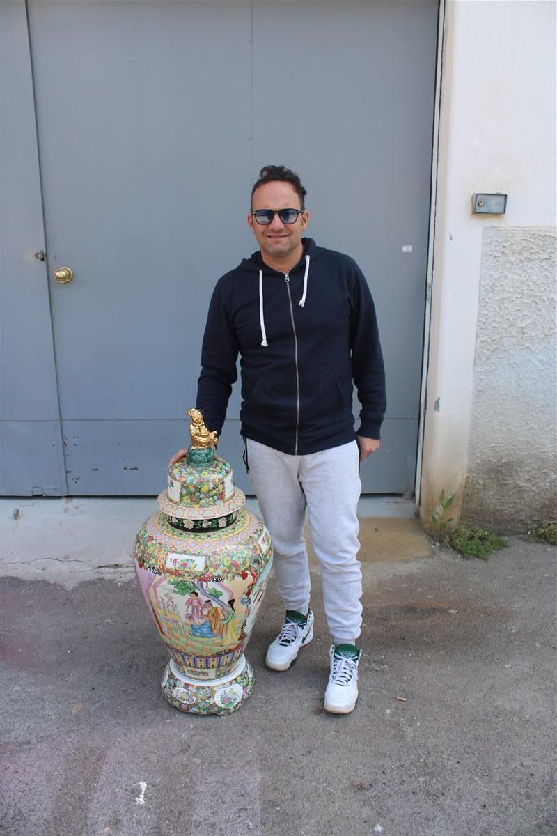 Large Oriental Chinese Floral Vase With Dragons In 24kt Gold  Qing Dynasty photo Home Decor
