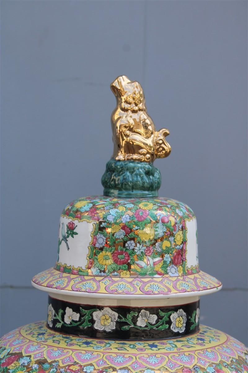 Large Oriental Chinese Floral Vase With Dragons In 24kt Gold  Qing Dynasty photo buy