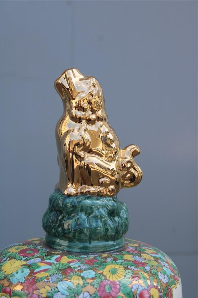 photo furniture Large Oriental Chinese Floral Vase With Dragons In 24kt Gold  Qing Dynasty