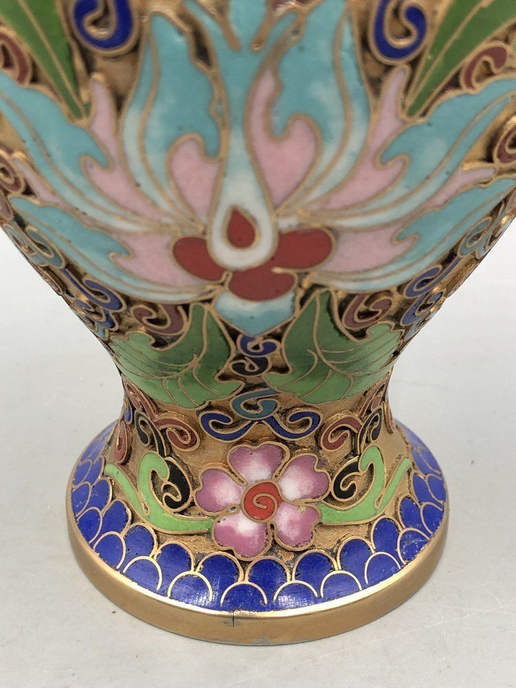 1621.0 Champlevé Cloisonné Vase, China, 1900s, Set Of 2 photo