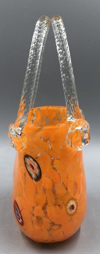 photo furniture Orange Murano Glass Vase Handbag From Millefiori, 1960s