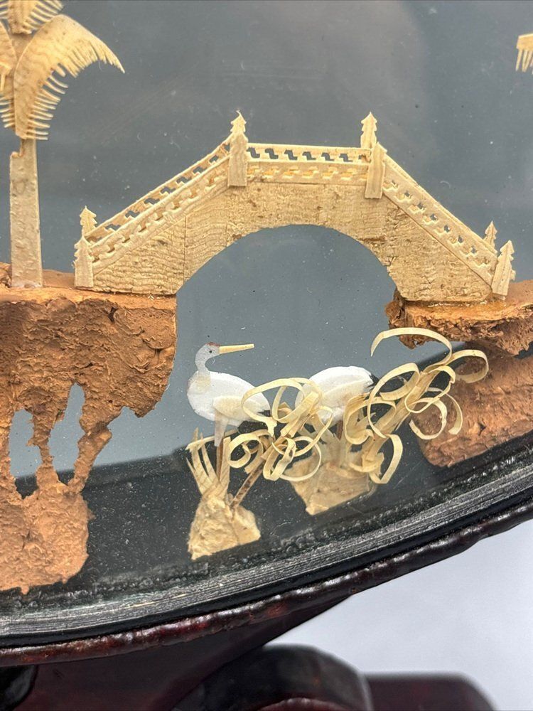 Asian Diorama Cork Behind Glass, 1890s photo for sale
