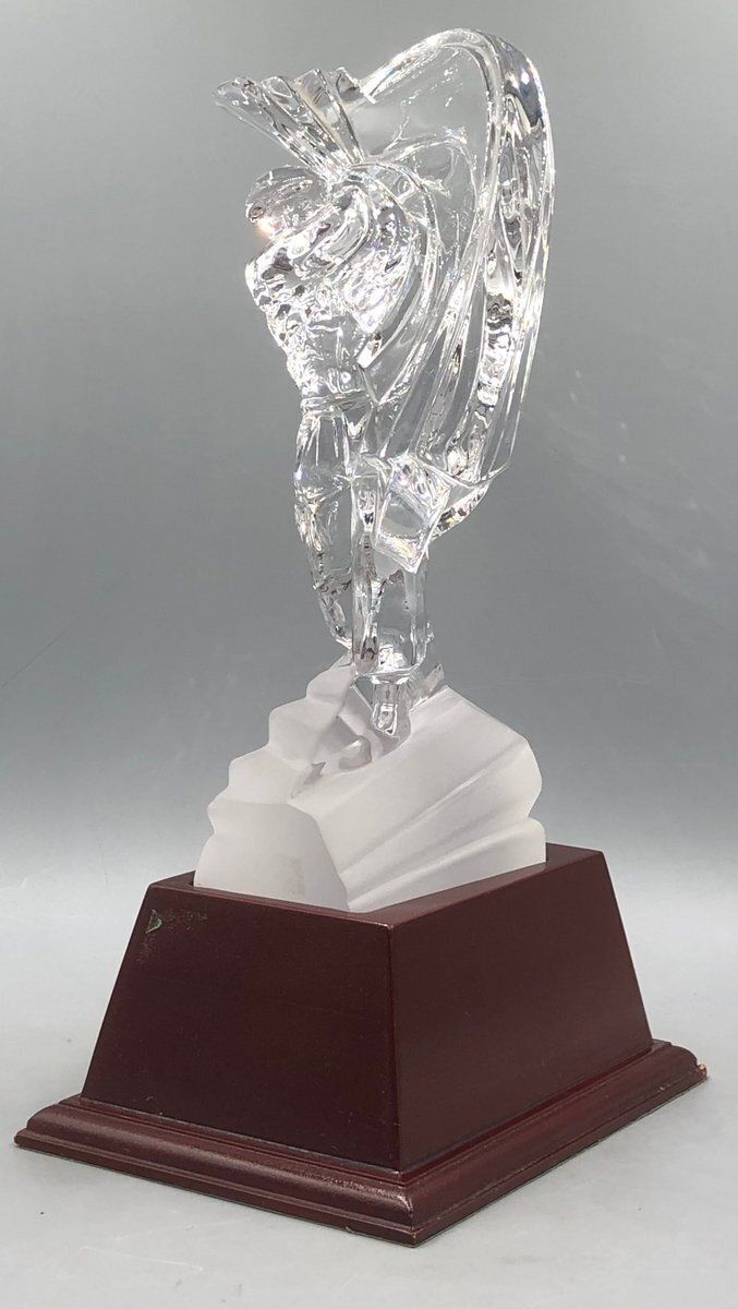 Crystal Glass Golfer On Wooden Base From Sevres France, Set Of 2 photo furniture