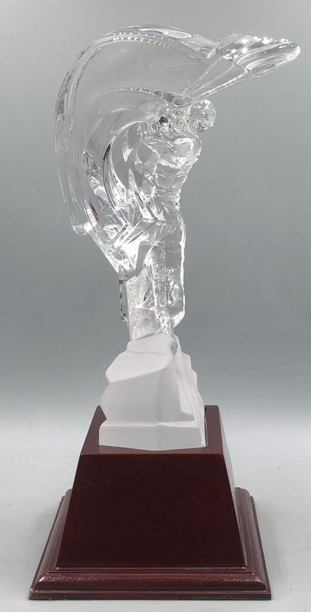 Crystal Glass Golfer On Wooden Base From Sevres France, Set Of 2 photo for sale