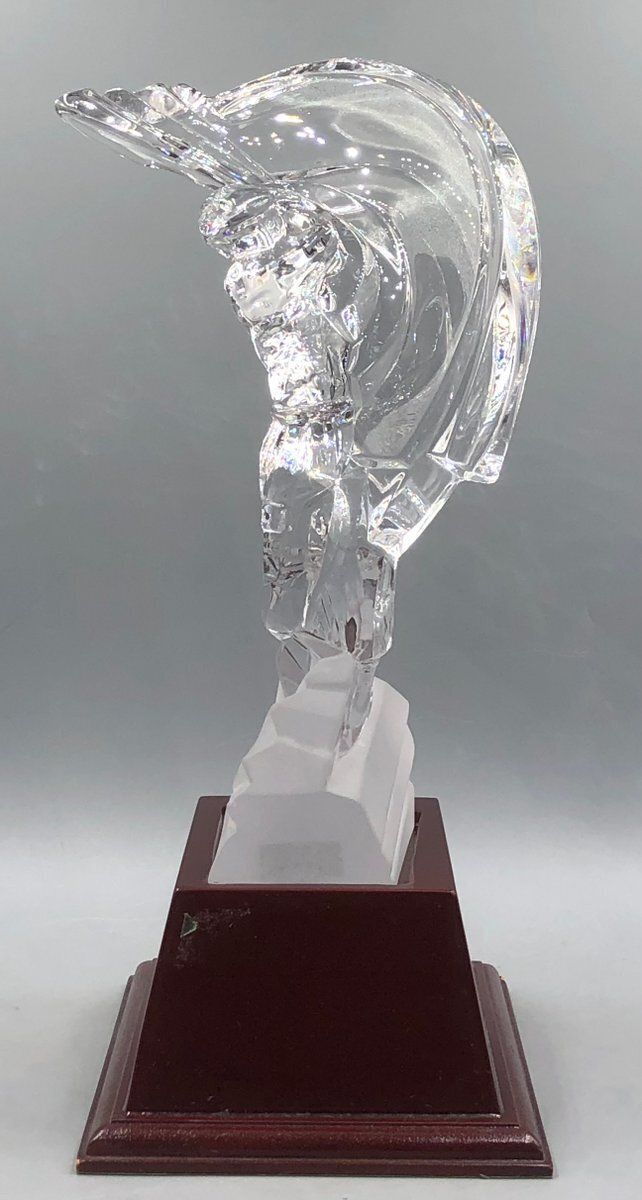 Crystal Glass Golfer On Wooden Base From Sevres France, Set Of 2 photo Home Decor